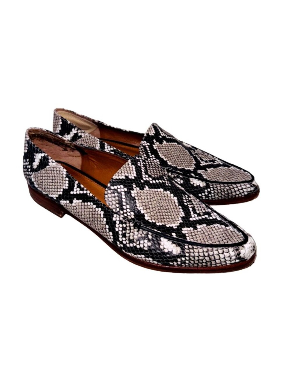 Franco Sarto Womens Snakeskin Print Loafers 7.5 City Quiet Luxury Office Wear